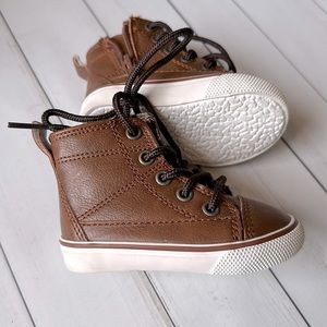 Size 3 Toddler Koala Kids -Brown Leather lace-up/zipper shoes